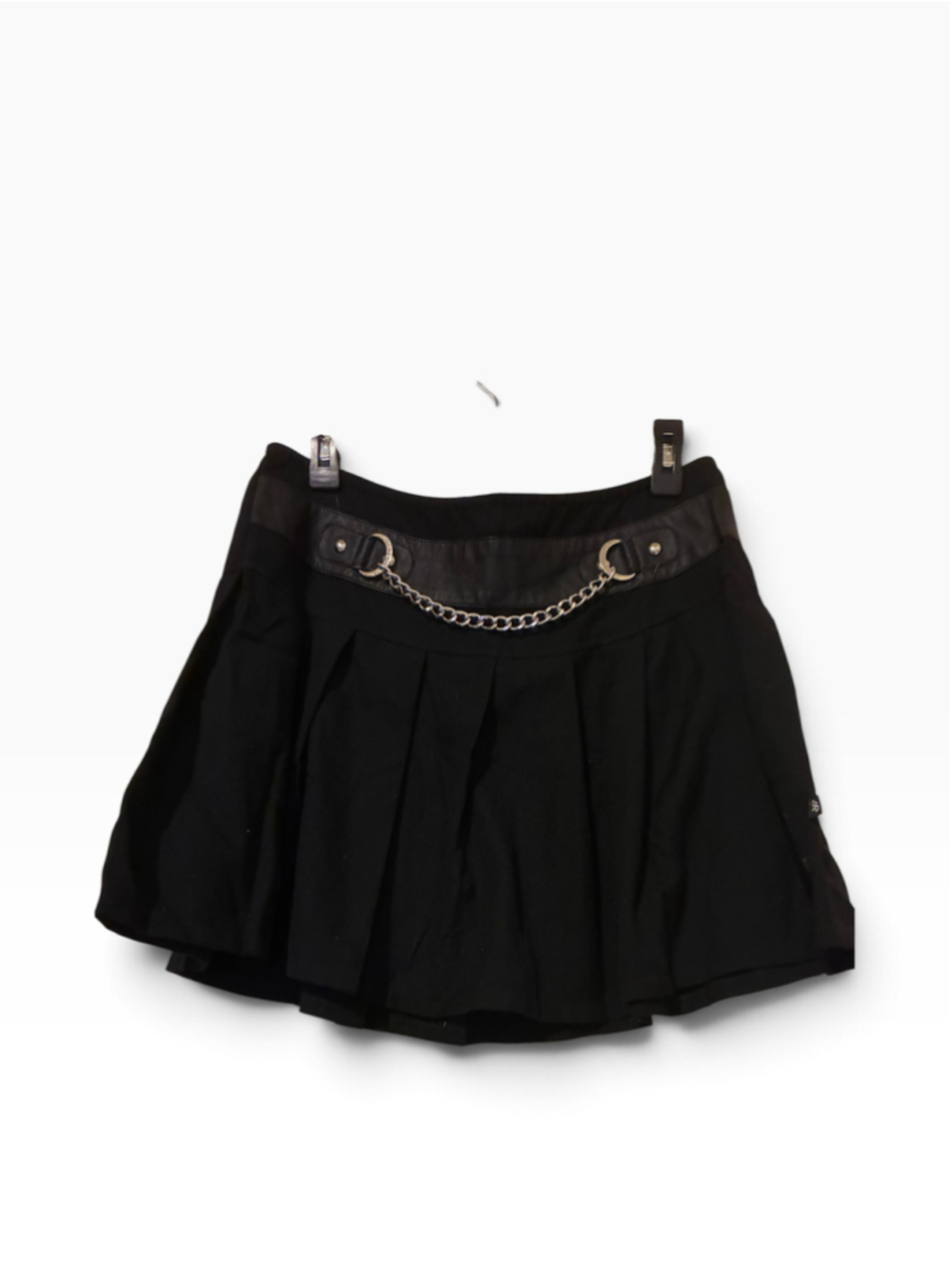 Women's Royal Bones Black Mini Skirt with Chain Detail, Size L